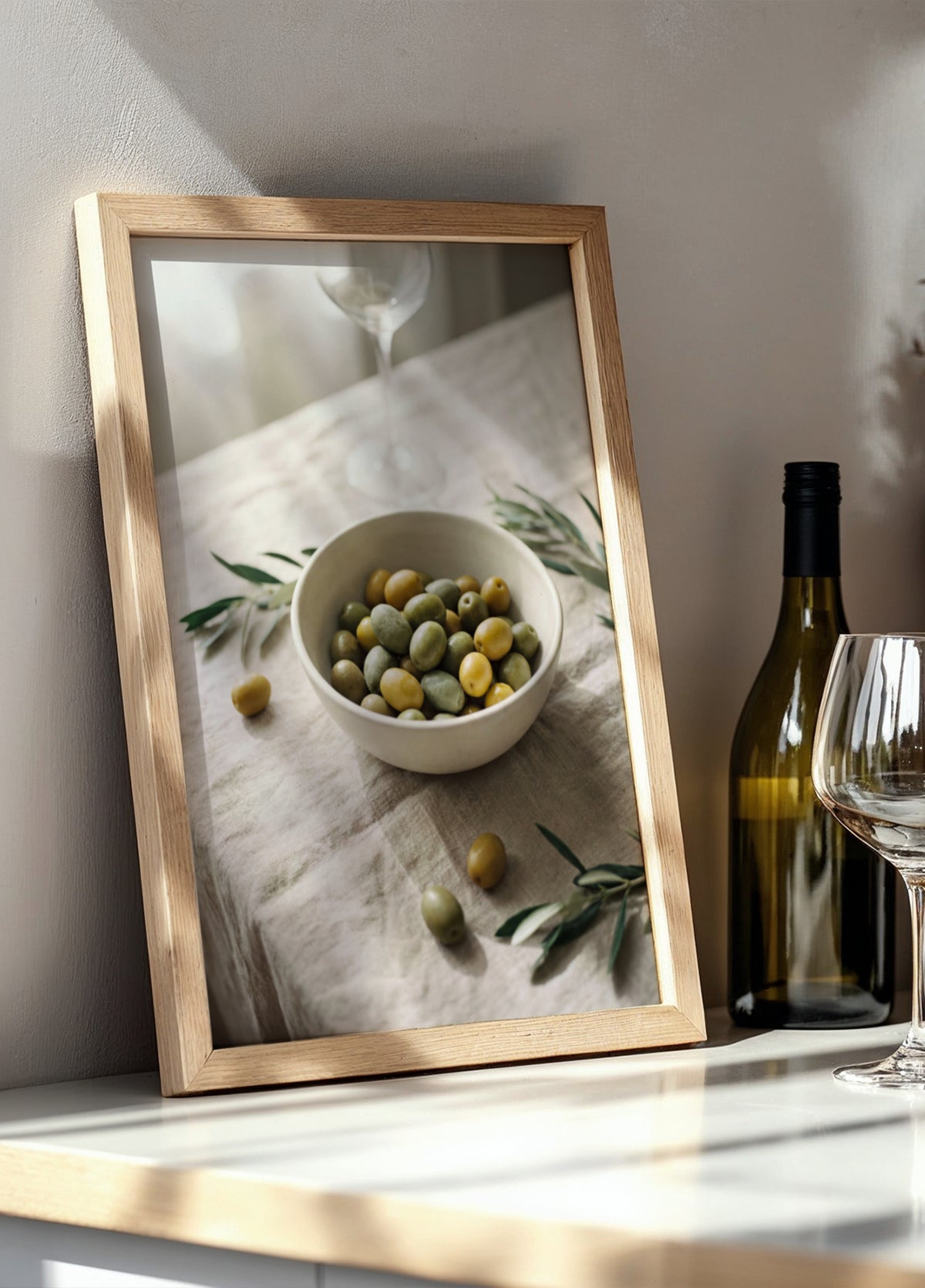 Oliven mit Wein
