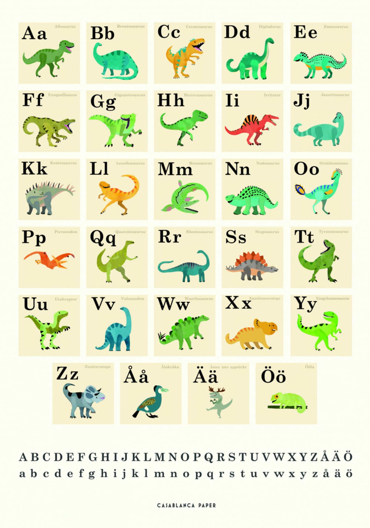 Niedliches Dinosaurier-Alphabet