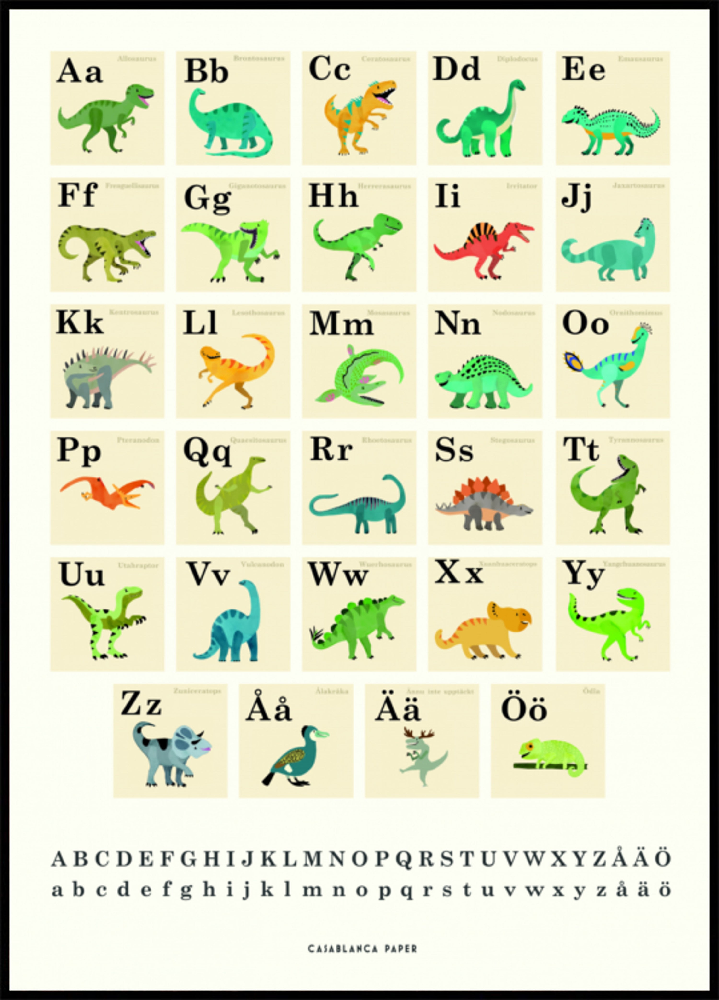 Niedliches Dinosaurier-Alphabet