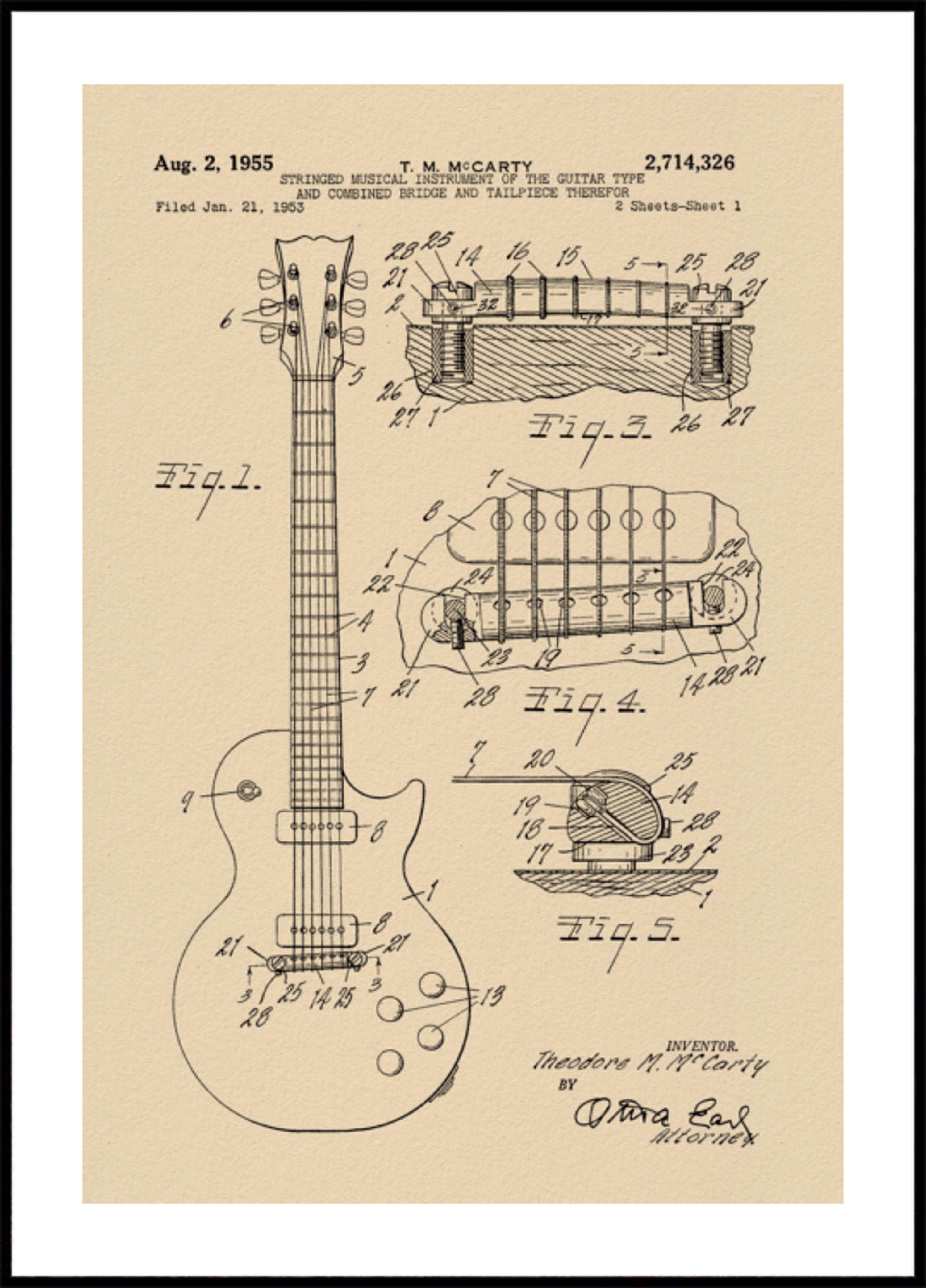 Vintage-Gitarren-Patentzeichnung