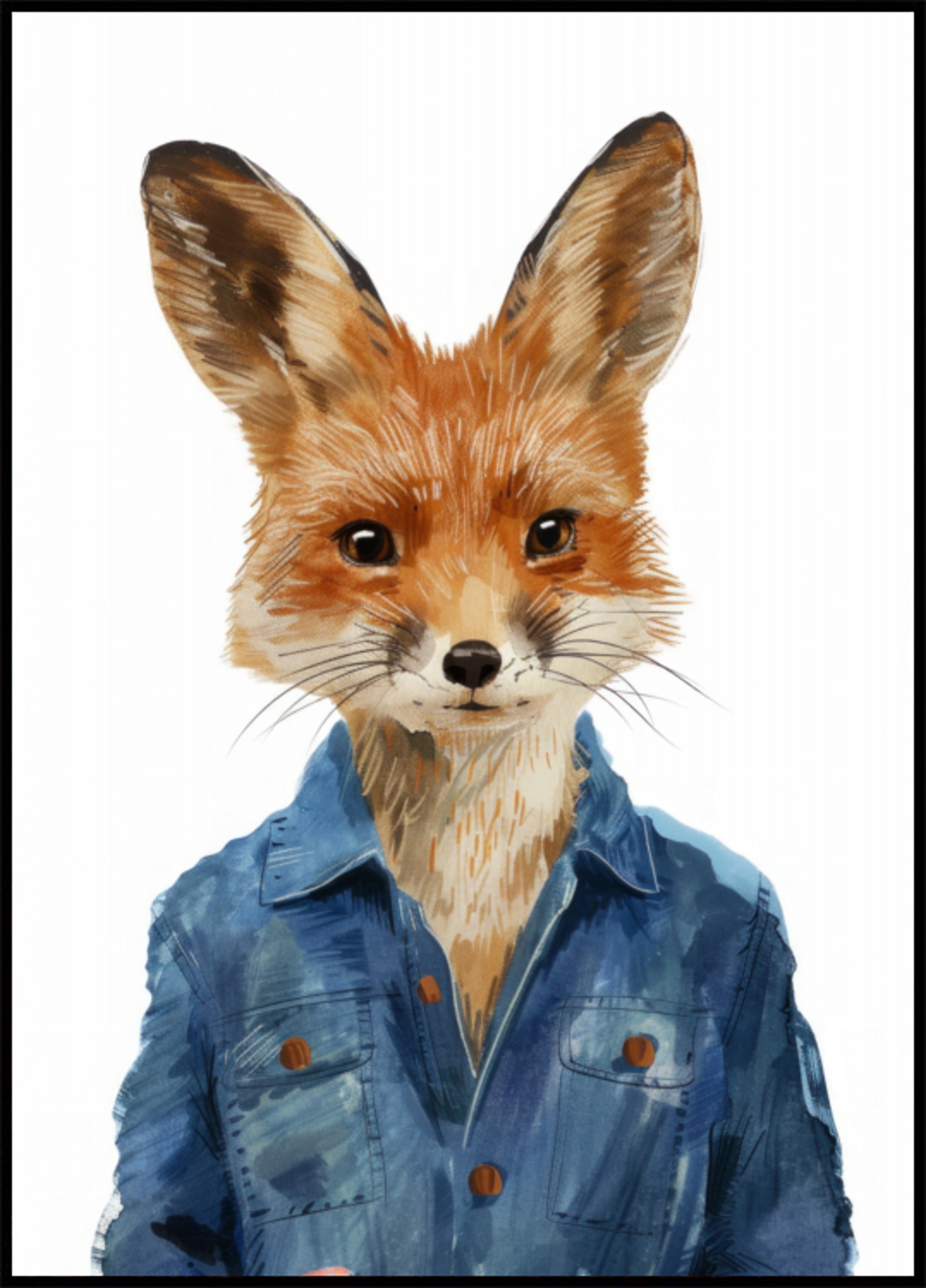 Stylische Fuchs-in-Jeansjacke