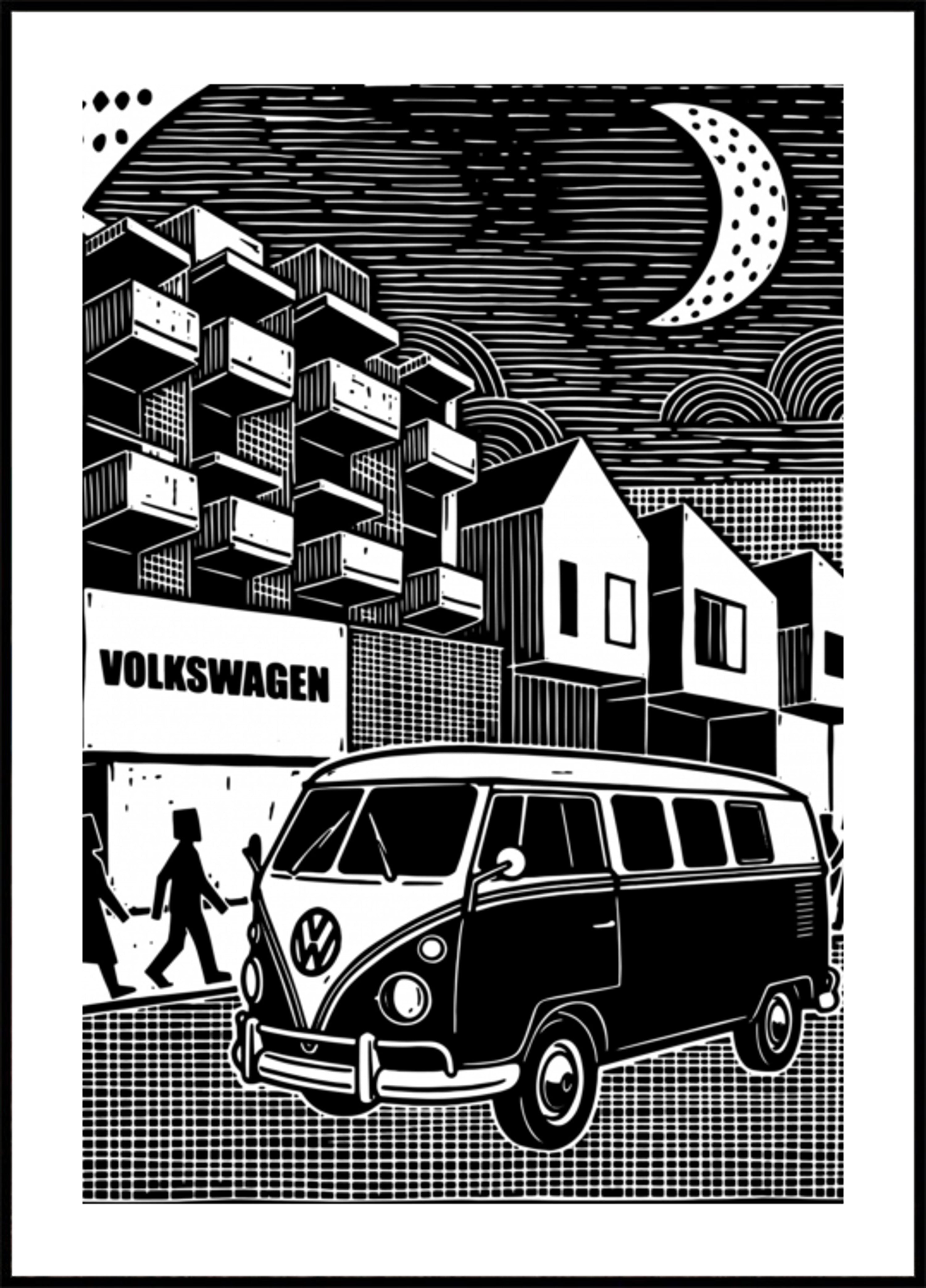 Vintage Van City Nacht