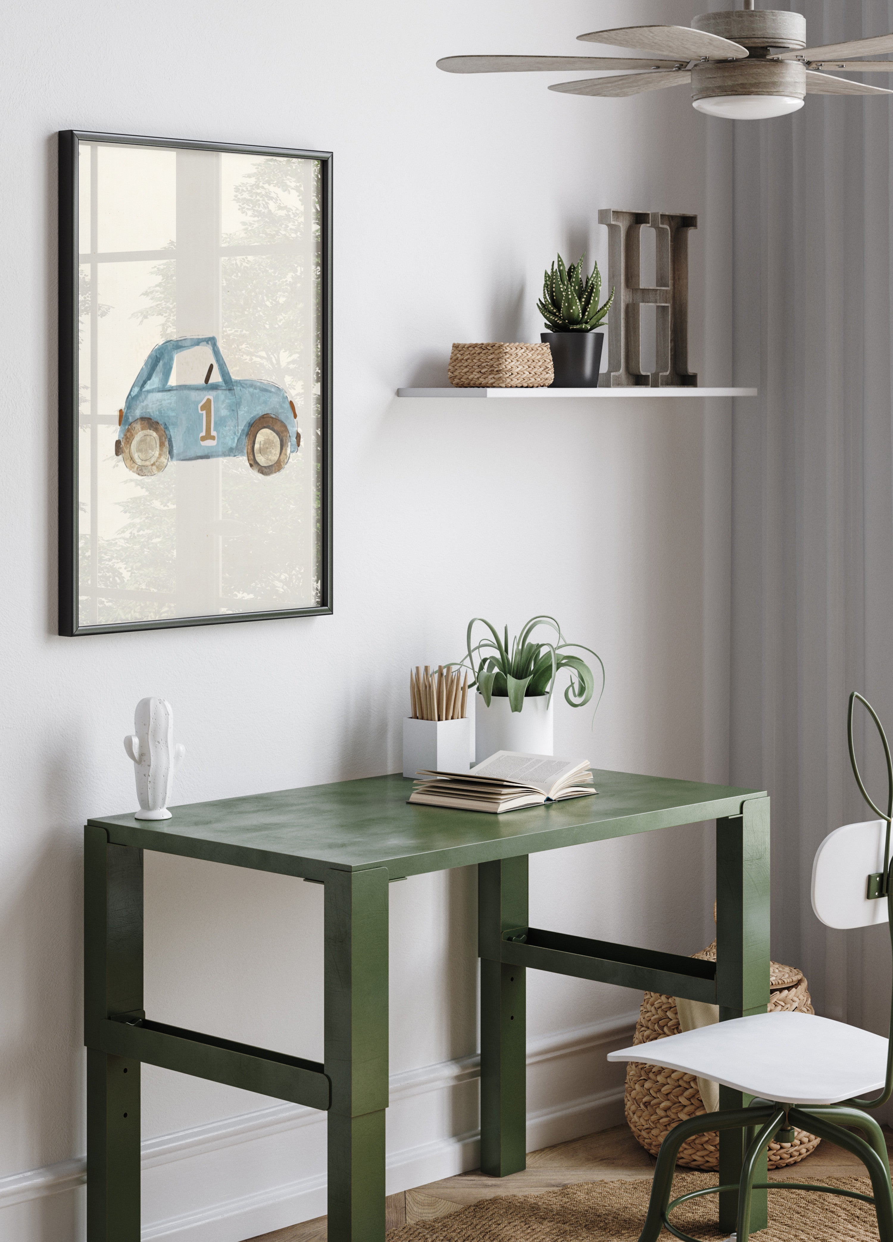 Kleiner blauer Rennfahrer
