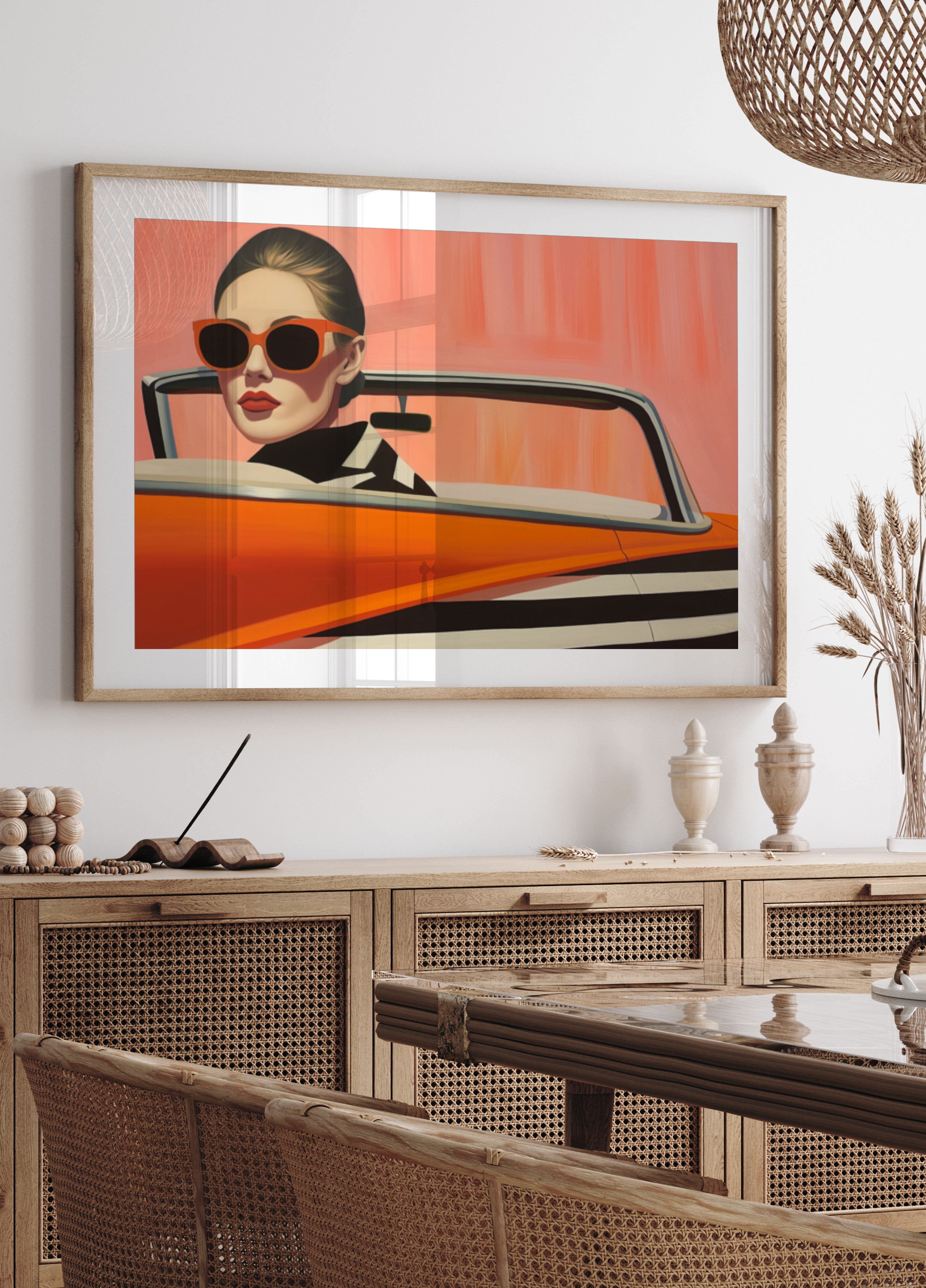 Stilvolle Frau Orange Auto