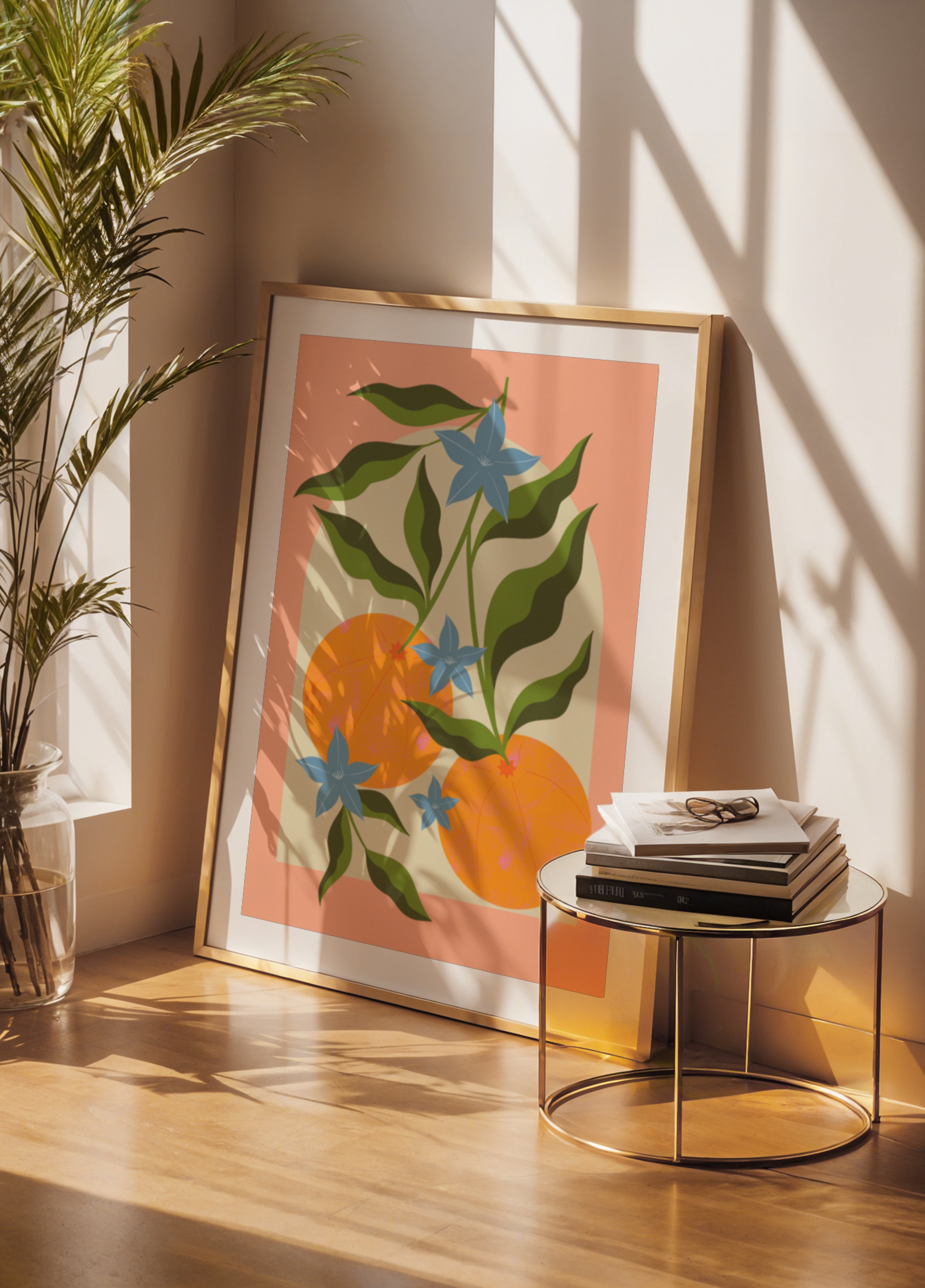 Orangenzweig mit Blumen