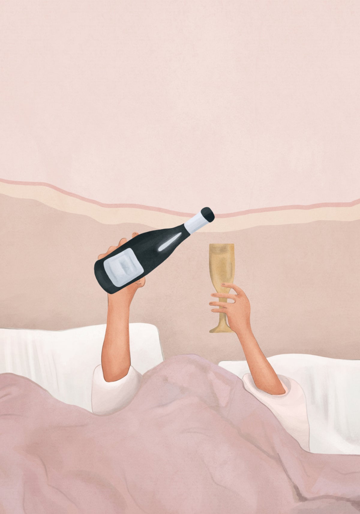 Champagner im Bett
