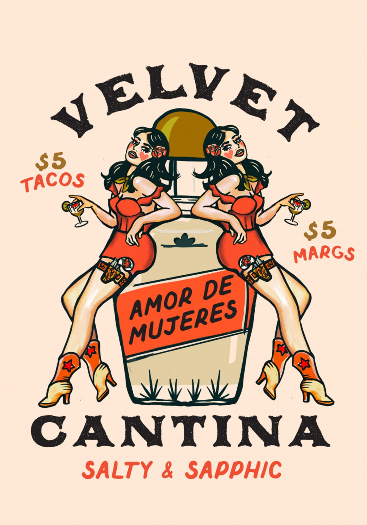 Velvet Cantina Bar mit mexikanischem Essen, Tacos und Margarita