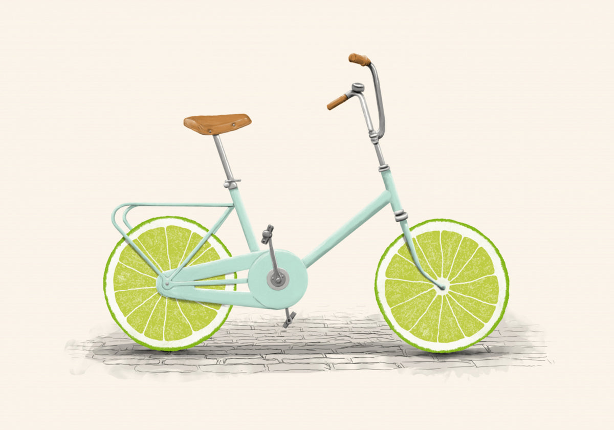 Limettenfarbenes Fahrradrad