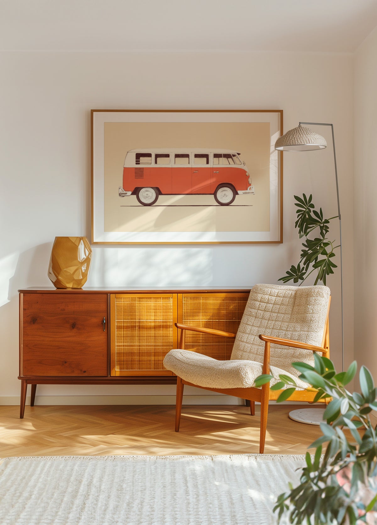 Klassischer roter Campervan