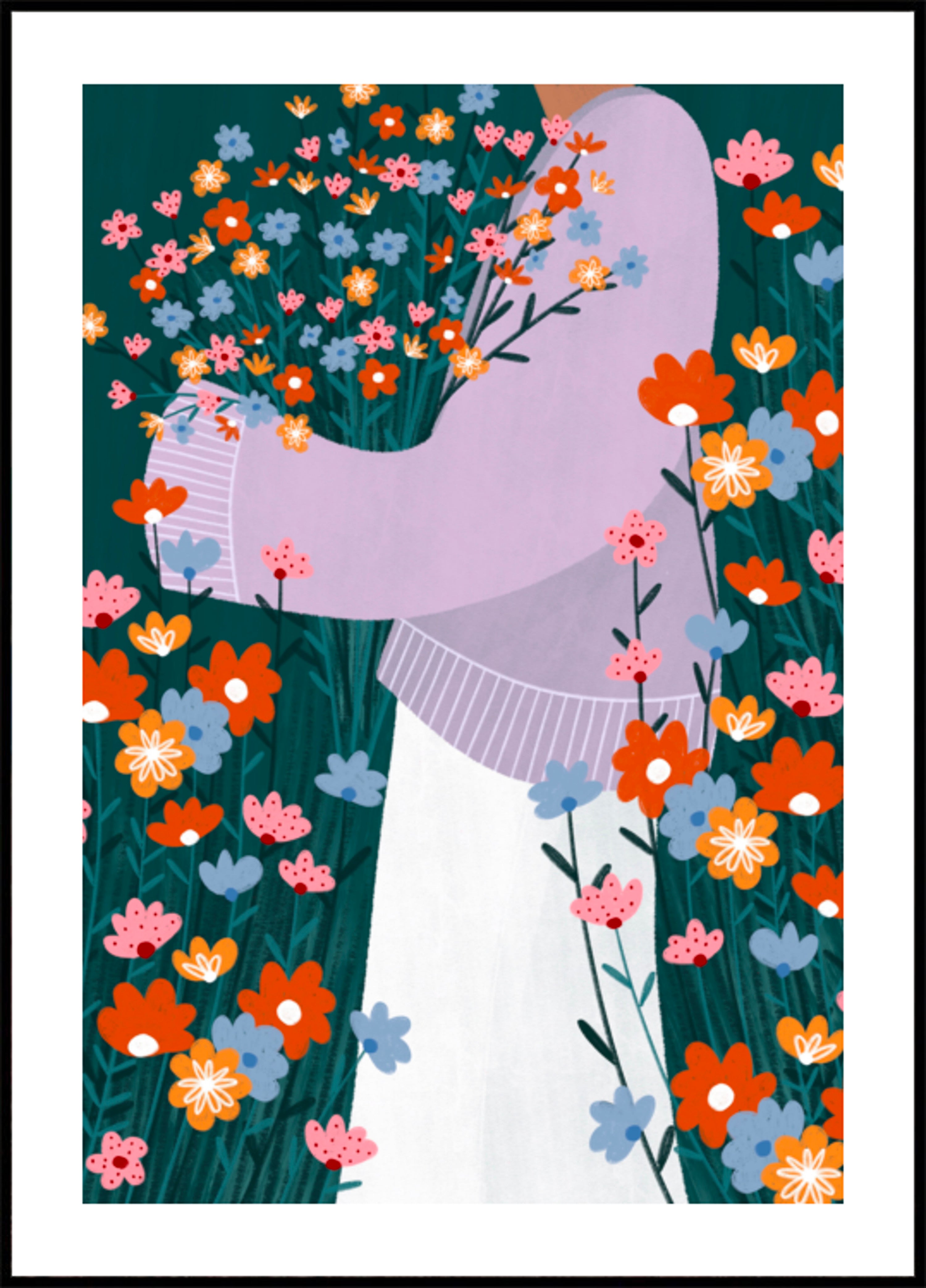Glückliche Frau mit Blumen