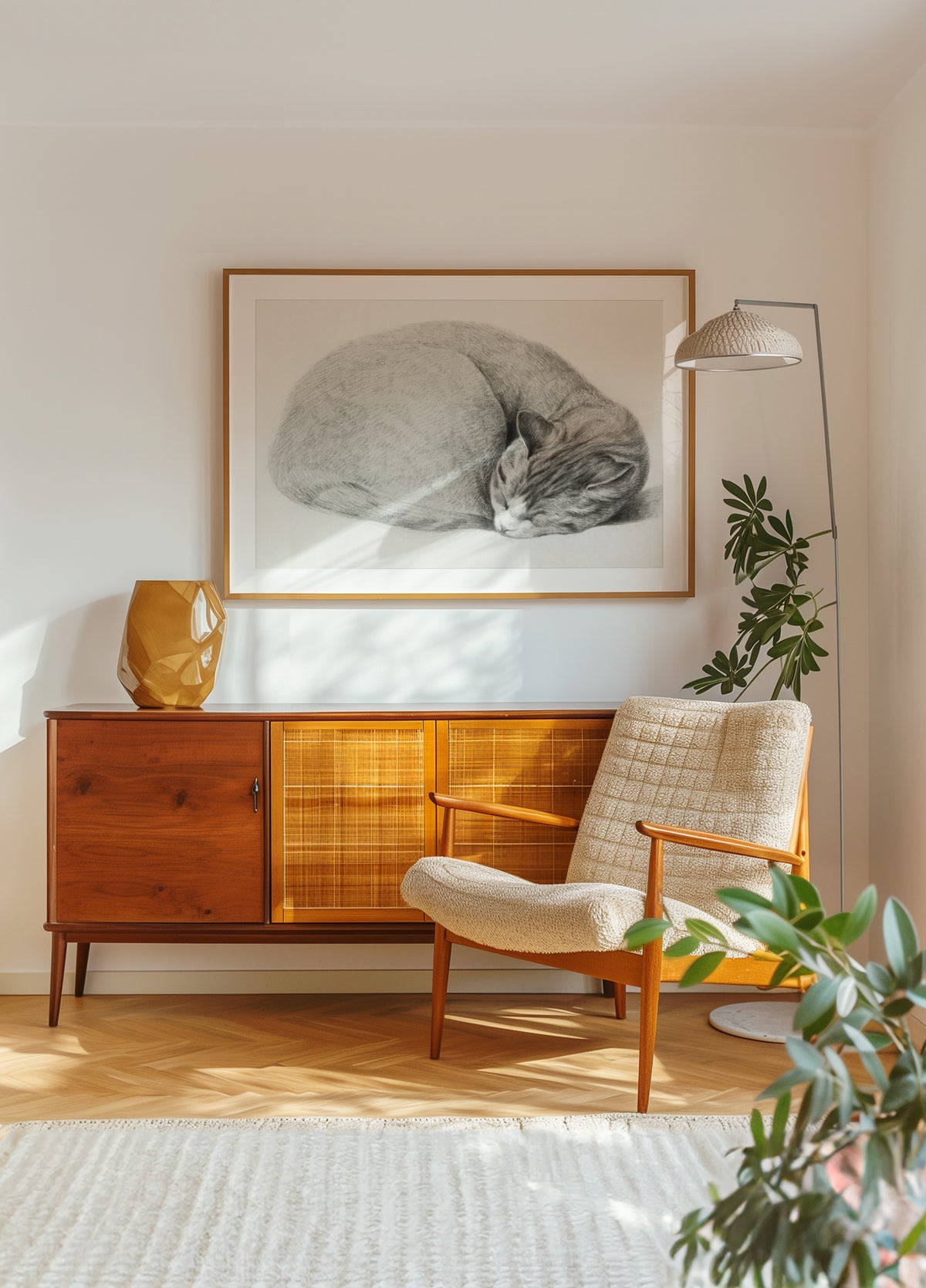 Zusammengerollte liegende, schlafende Katze von Jean Bernard (1775 1883)