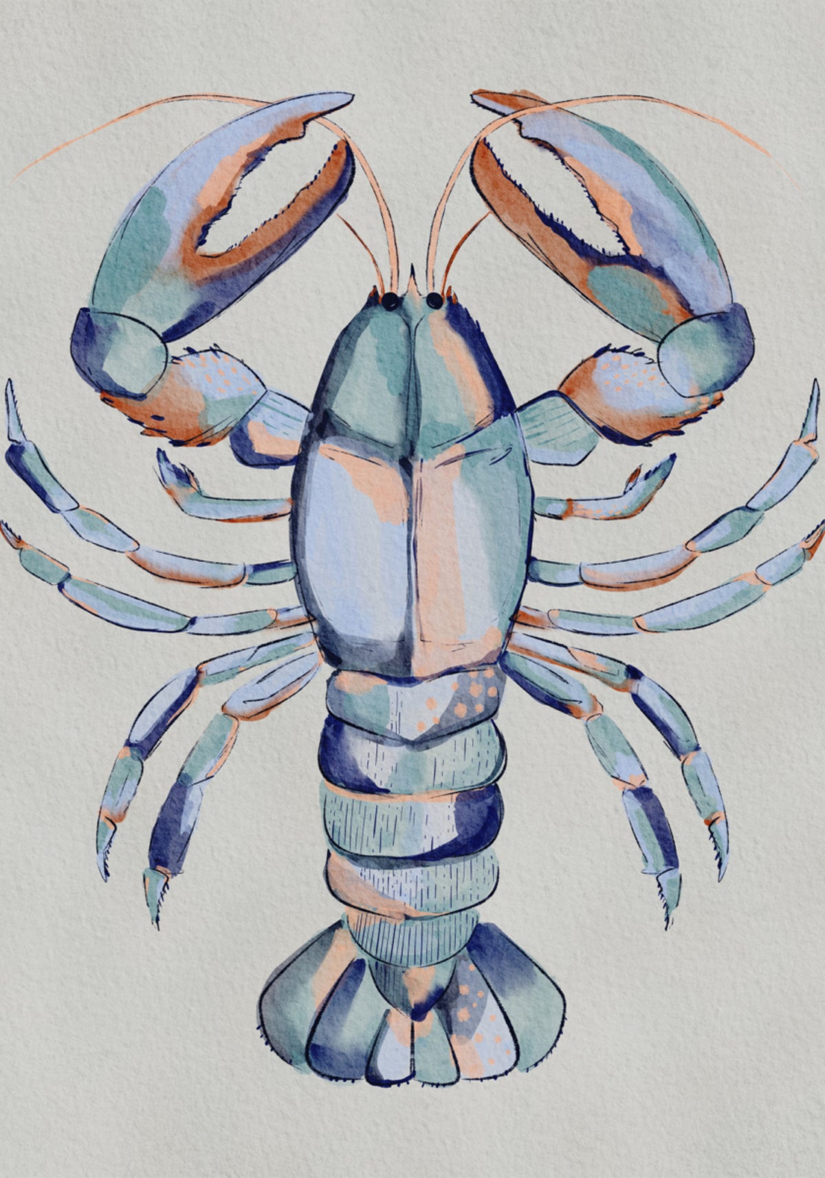 Aquarell blauer Hummer