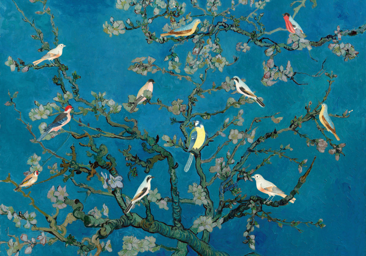 Vögel zwischen Blüten