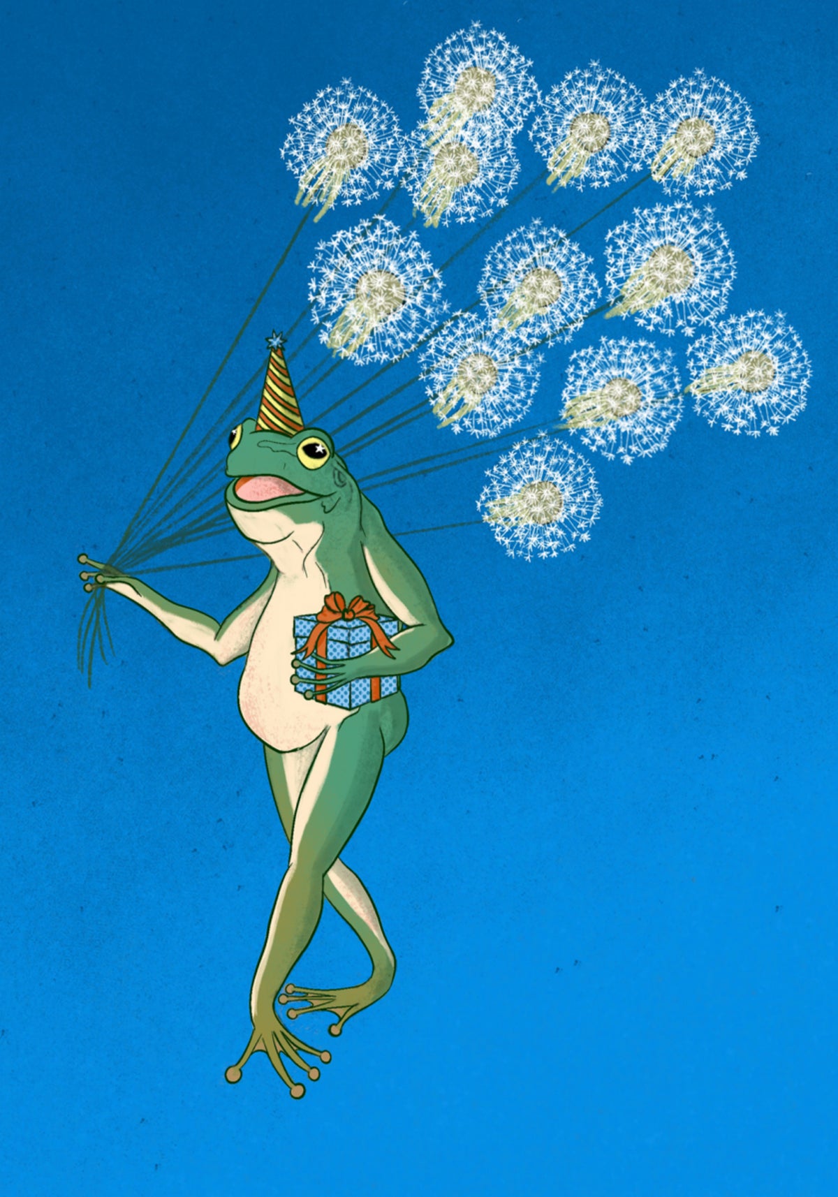 Ballonfahrt mit dem Löwenzahn des Frosches