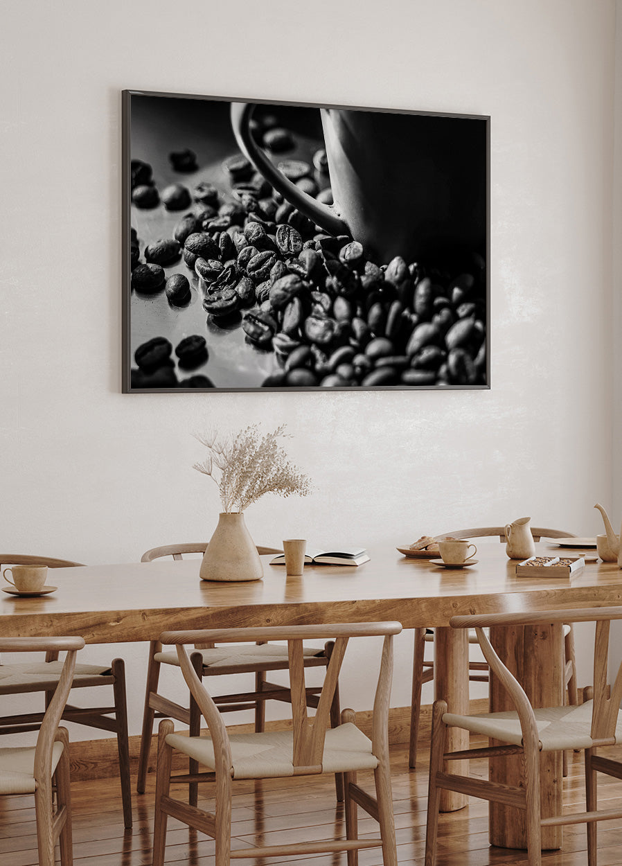 Kaffeebohnen mit einer Tasse Poster - Posterbox.dk