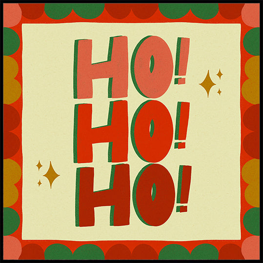 Ho Ho Ho Chirstmas Festive Illustration Poster - Posterbox