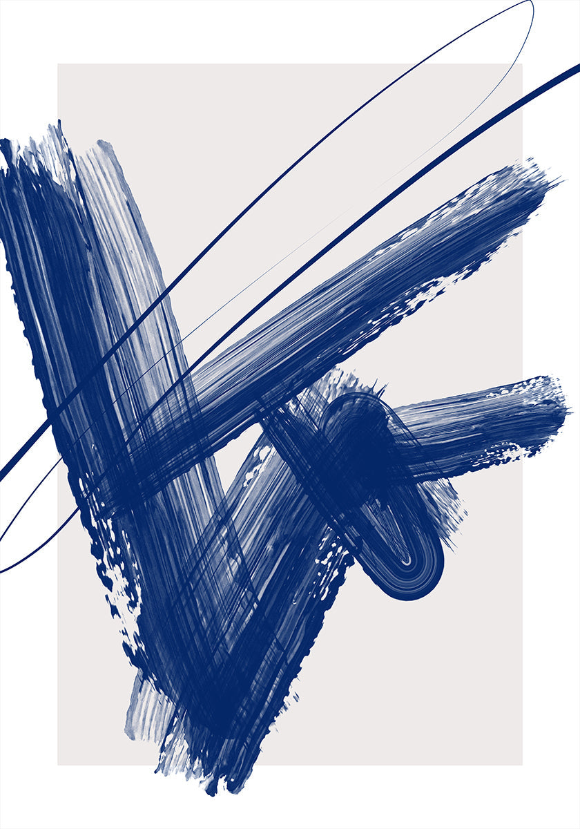 Bold Blue Brushstrokes Plakat - Posterbox