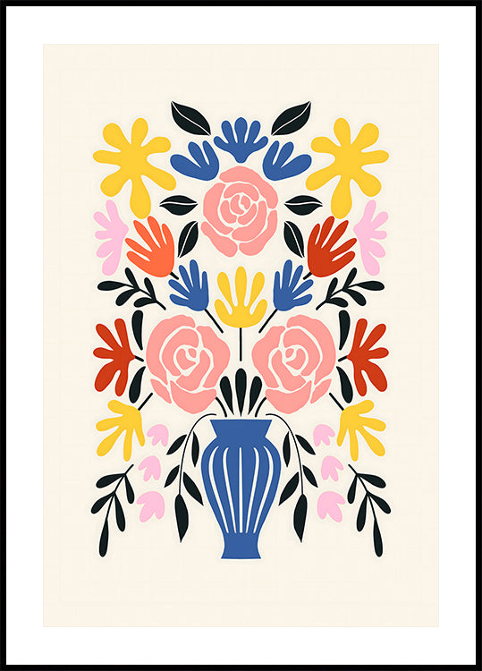 Colorful Bouquet in a Blue Vase (NEW) - Posterbox