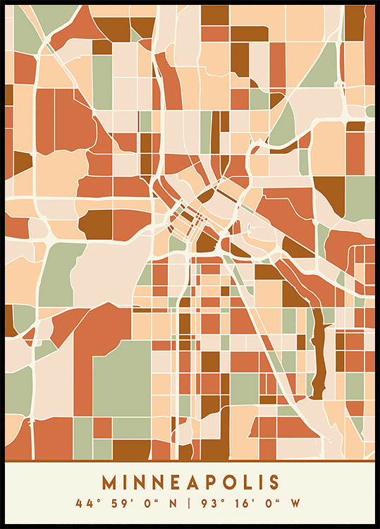 Black Maps Earth Tones 55 Plakat - Posterbox
