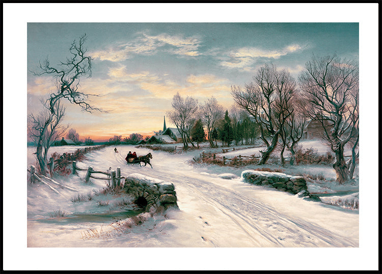 Pferd und Kutsche im Schnee Poster - Posterbox.dk