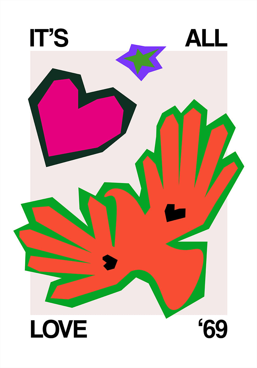 It's All Love '69 Bird Orange Plakat - Posterbox