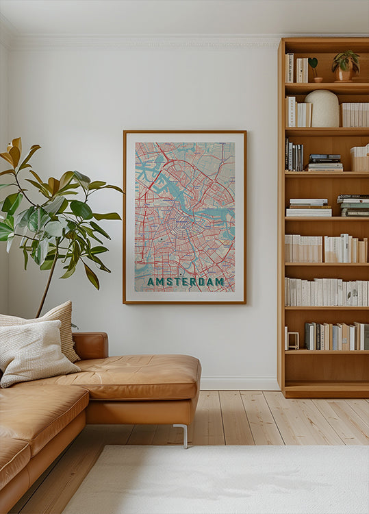 Retro Map   Amsterdam Plakat - Posterbox