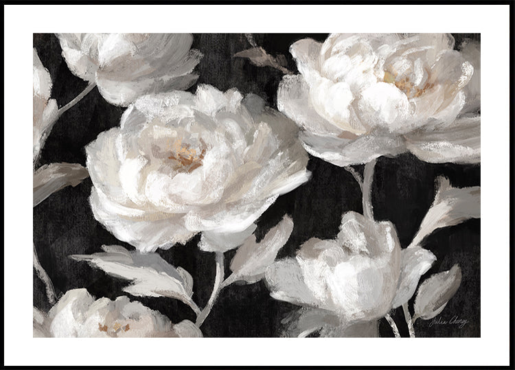 White Peonies On Black Julia Cheney (NEW) - Posterbox