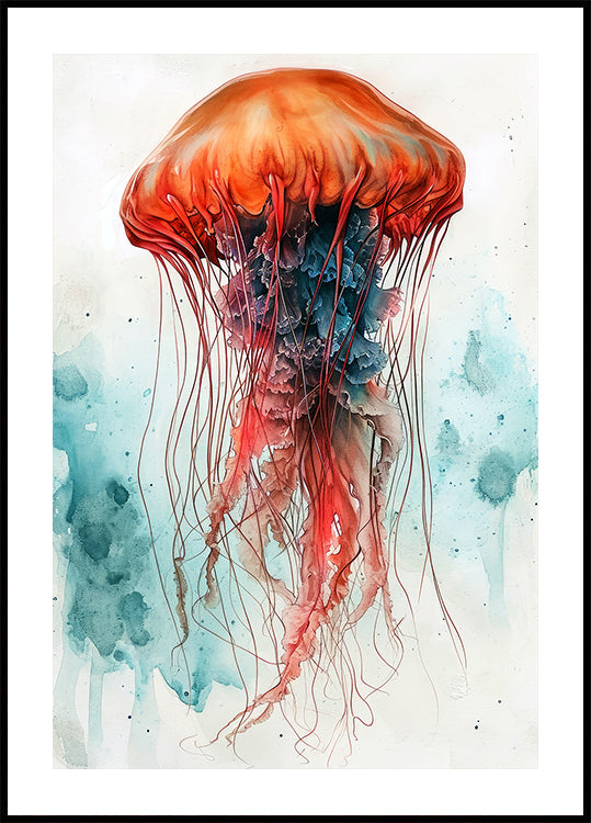 Animal Watercolor Art Medusa Sea Life Plakat - Posterbox