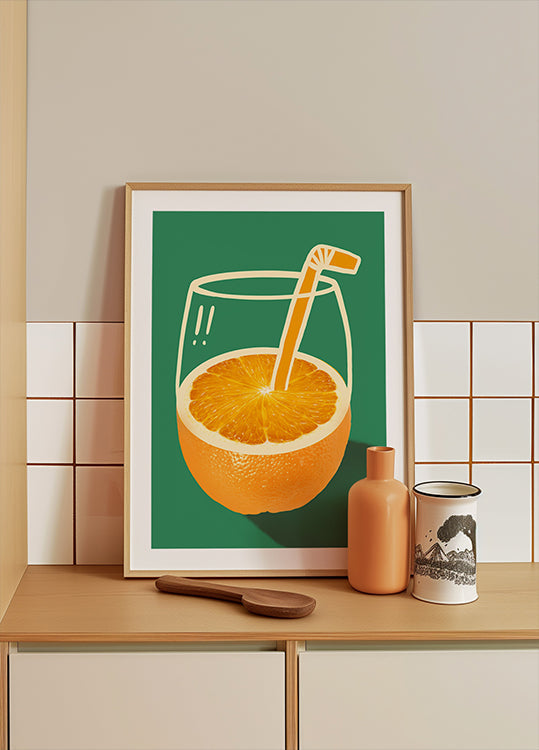 Vibrant Orange Cleverly Illustrated Plakat - Posterbox