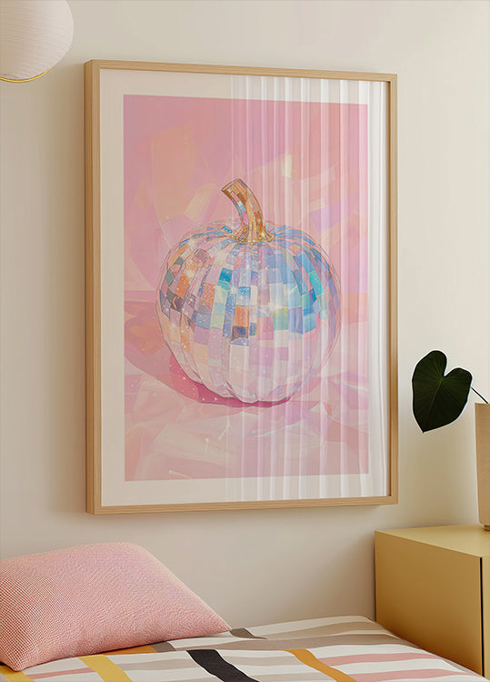 Iridescent Disco Ball Pumpkin - Posterbox