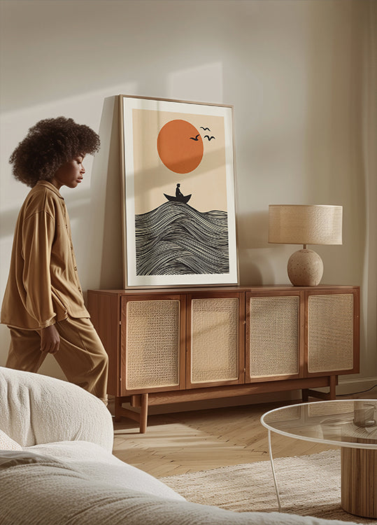 Boat and Sun Plakat - Posterbox