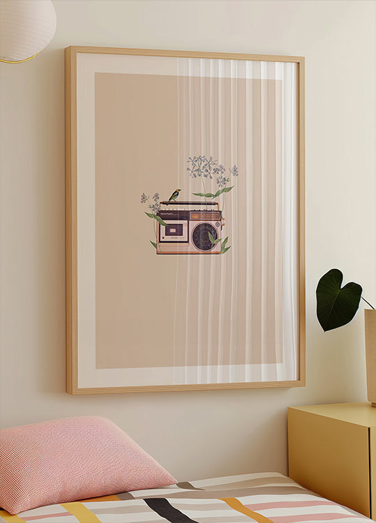 Floral vintage radio Plakat - Posterbox