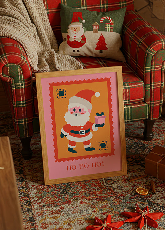 Ho ho ho - Santa Claus with gift Plakat - Posterbox