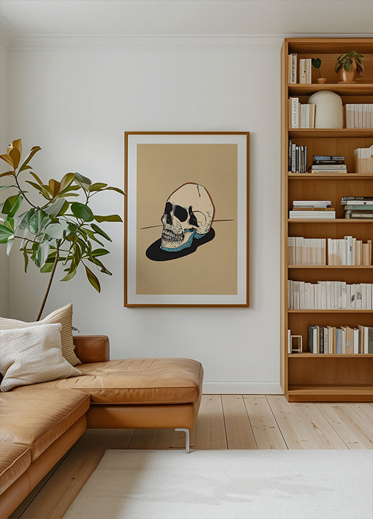 Skull Illustration On A Beige Background Plakat - Posterbox