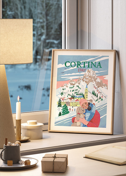 Travel Poster Woman in Cortina, Italy Plakat - Posterbox