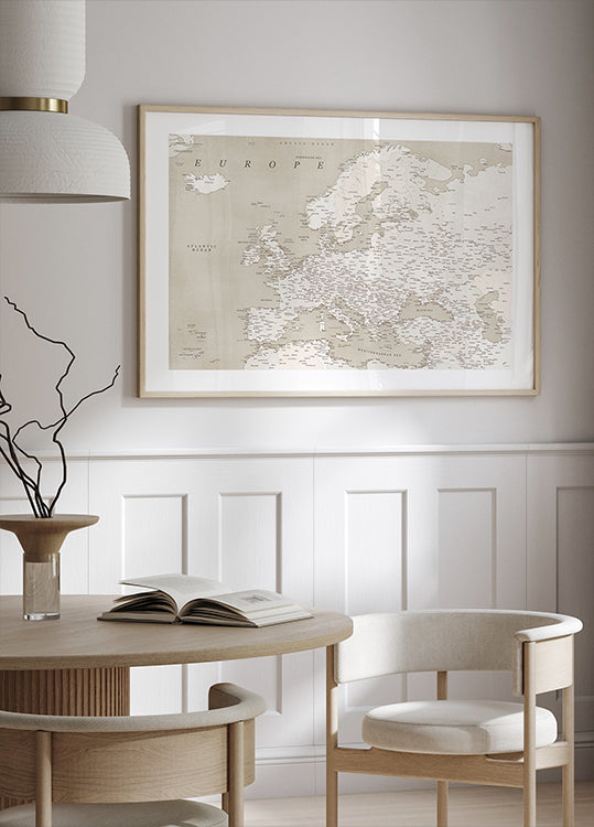 Vintage looking detailed map of Europe Plakat - Posterbox