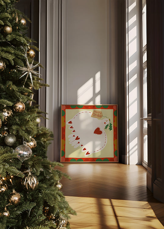 Merry Christmas Dove Festive Illustration Plakat - Posterbox