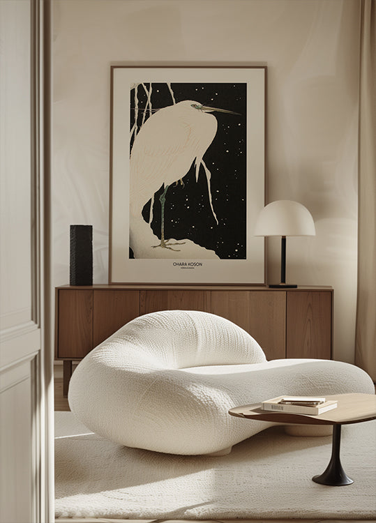 Heron In The Snow Plakat - Posterbox