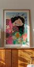 Expressive Figure Surrounded By Colorful Flowers Plakat - Posterbox