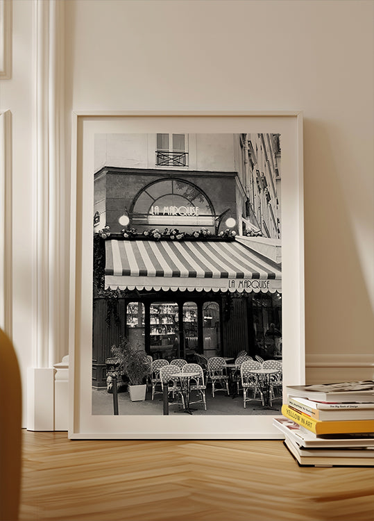 Paris café La Marquise Black & White Plakat - Posterbox