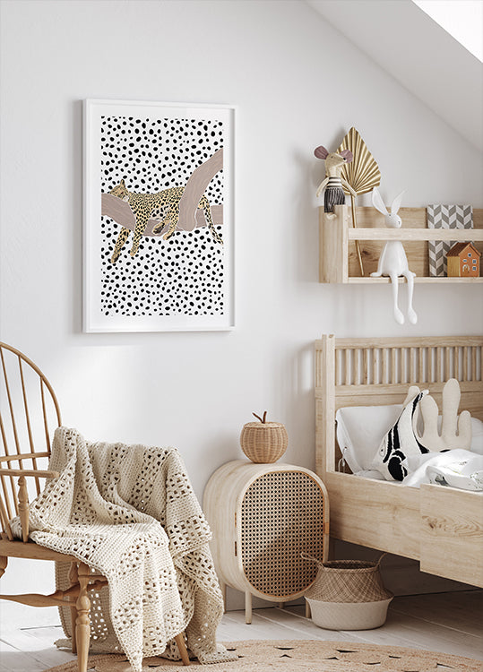 Leopard Sleeping Polkadots Plakat - Posterbox