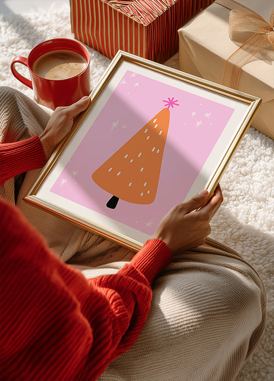 Orange Tree with pink and stars Plakat - Posterbox