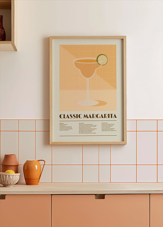 Classic Margarita Cocktail, Recipe Art Plakat - Posterbox