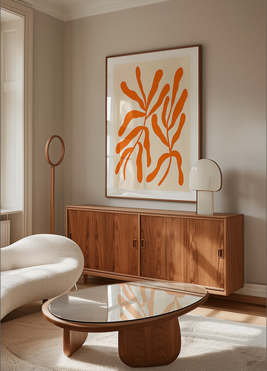 Orange Stylized Branches Plakat - Posterbox