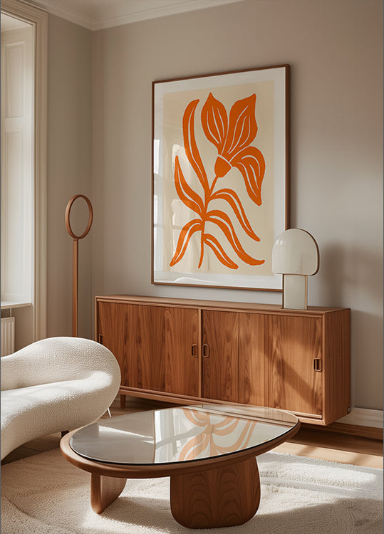 Abstract  Orange Stylized Tulip Plakat - Posterbox