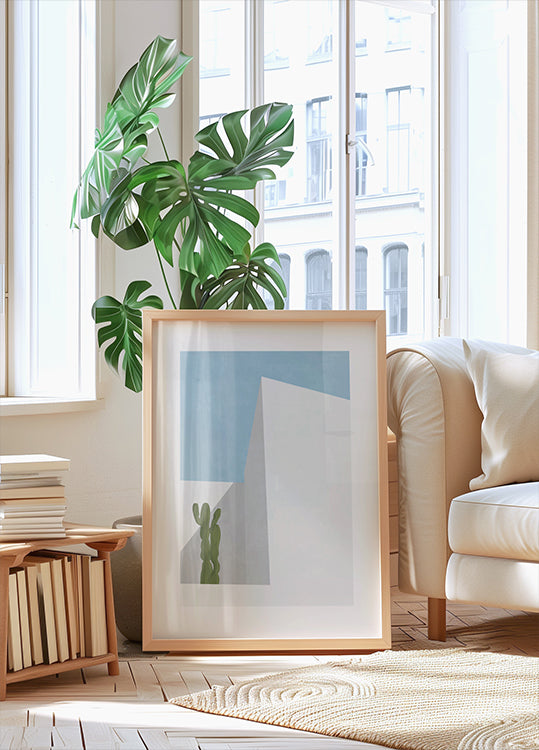 Minimal Desert View, Cactus and Geometry Plakat - Posterbox