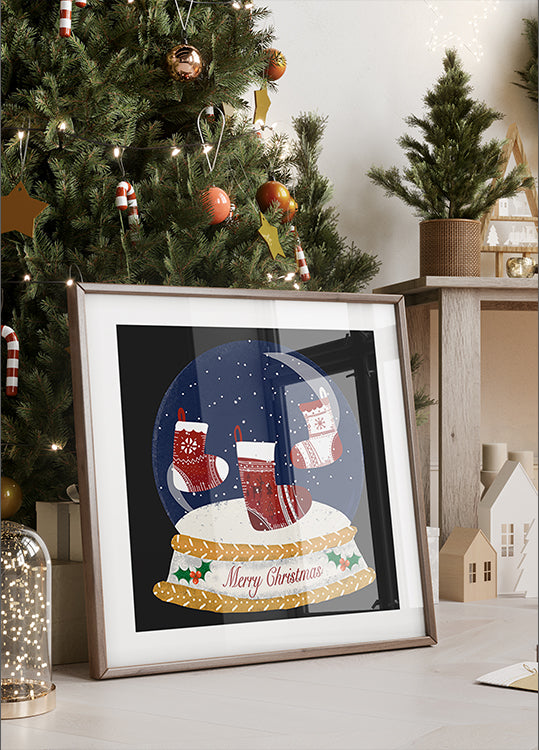 Christmas Stocking Snow Globe - Merry Christmas Plakat - Posterbox
