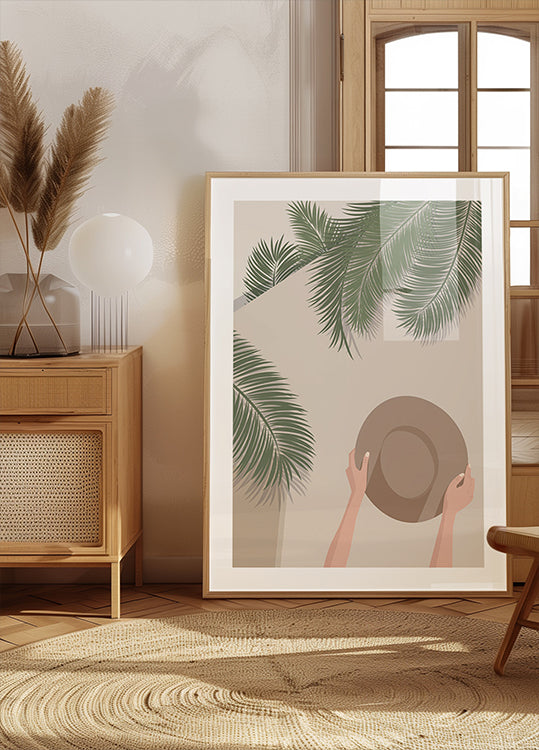 Enjoy the Moment 1, Tropical Palms and Summer Hat  Plakat - Posterbox