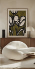 Floral With Tulips In Moss Green Plakat - Posterbox