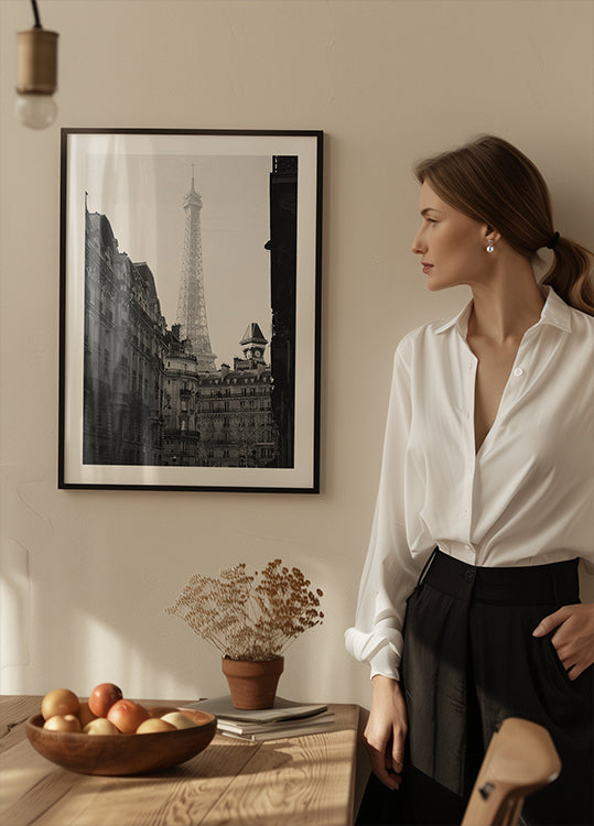 Eiffel Tower Paris Black & White Plakat - Posterbox
